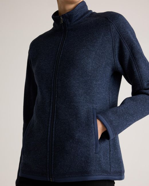 Quince Blue Sweater-Knit Fleece Full-Zip Jacket, Recycled Polyester