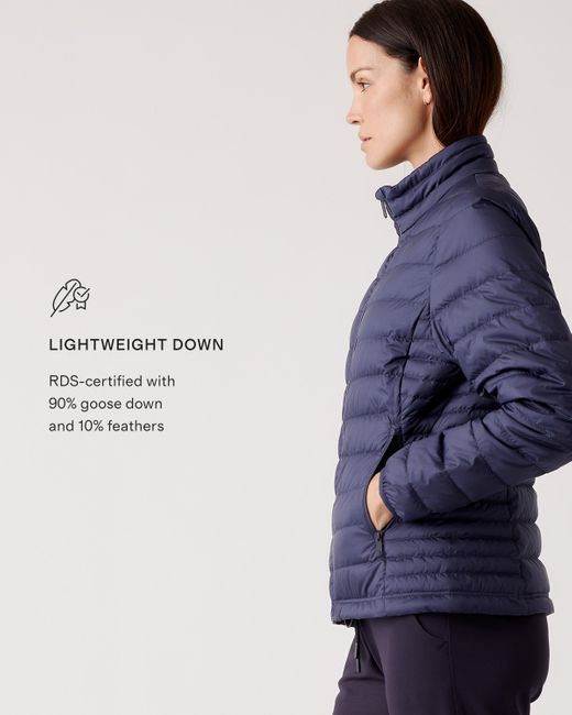 Quince Blue Lightweight Down Packable Puffer Jacket, Recycled Polyester