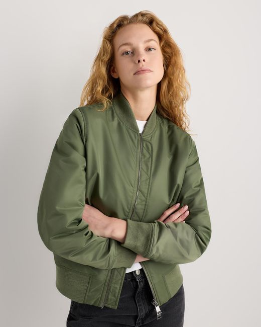 Quince Green Flight Nylon Bomber Jacket