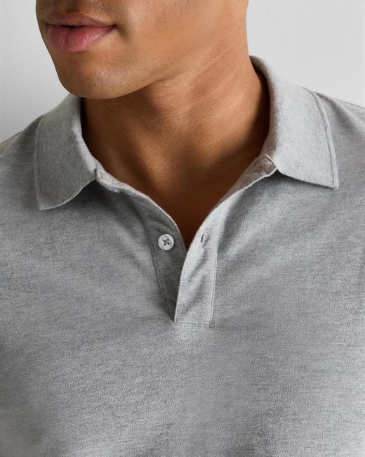 Quince Gray Long Sleeve Pique Polo, Organic Cotton for men