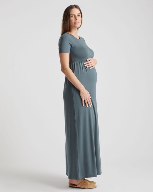 Quince Blue Tencel Jersey Maternity Maxi Dress