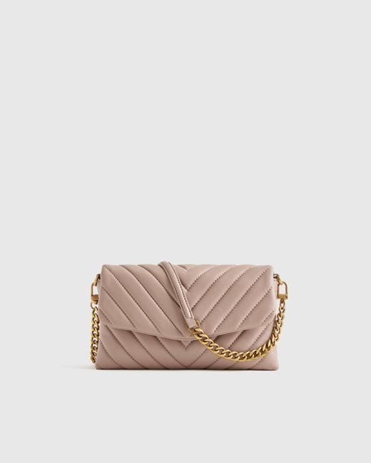 Quince Brown Italian Leather Quilted Wallet Crossbody