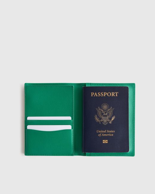 Quince Green Nappa Leather Rfid Blocking Passport Holder