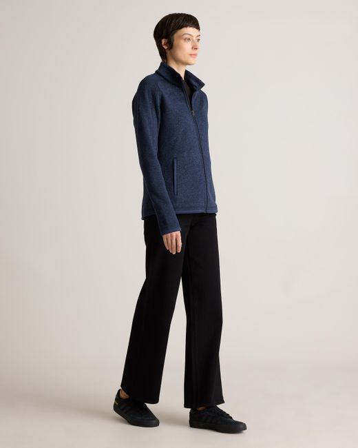 Quince Blue Sweater-Knit Fleece Full-Zip Jacket, Recycled Polyester