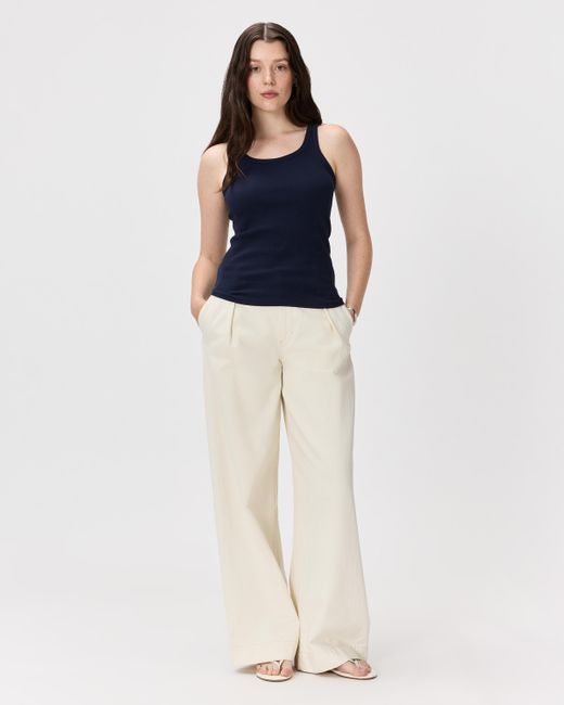 Quince Blue Micro-Rib Scoop Neck Tank Top, Organic Cotton