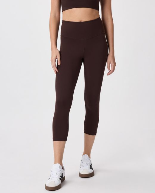 Quince Brown Ultra-Form High-Rise Capri, Nylon/Spandex