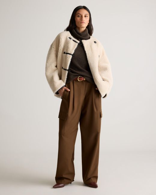 Quince Natural 100% Shearling Duffle Jacket, Leather