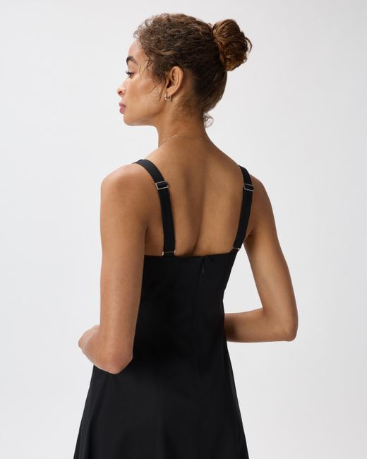 Quince Stretch Twill Fit & Flare Midi Dress, Cotton in Black | Lyst