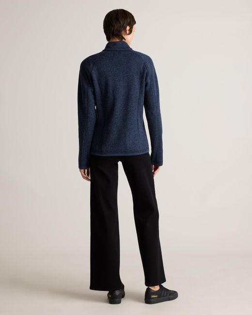 Quince Blue Sweater-Knit Fleece Full-Zip Jacket, Recycled Polyester