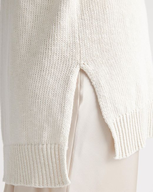 Quince White Cotton Linen Oversized Crew Sweater