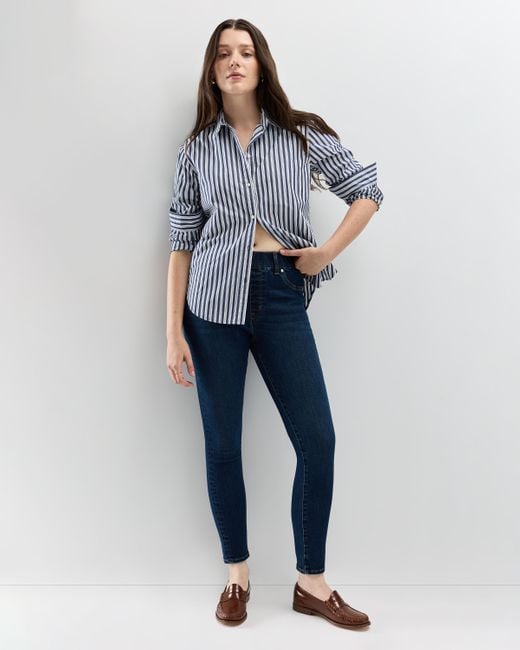 Quince Blue Nina Stretch Pull-On Skinny Jeans, Cotton