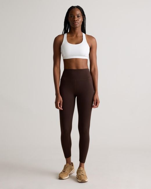 Quince Brown Power-Up High-Rise Training Legging, Nylon/Spandex