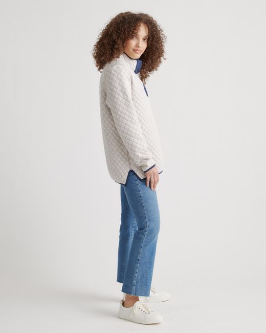 Quince Red Reversible Quilted Pullover, Organic Cotton