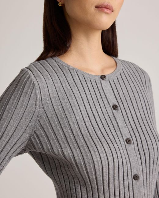 Quince Gray Eco-Knit Cropped Rib Cardigan
