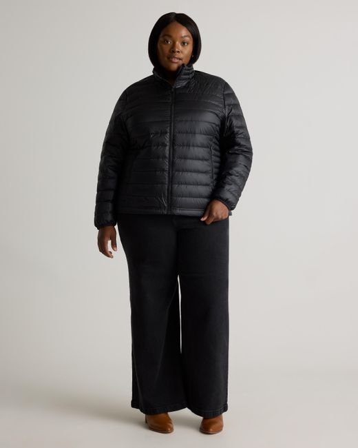 Quince Black Lightweight Down Packable Puffer Jacket, Recycled Polyester