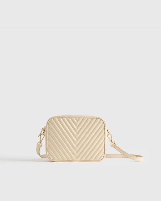Quince Natural Italian Leather Quilted Crossbody Bag