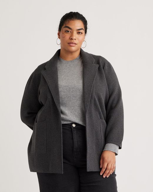 Quince Gray Knit Blazer, Organic Cotton