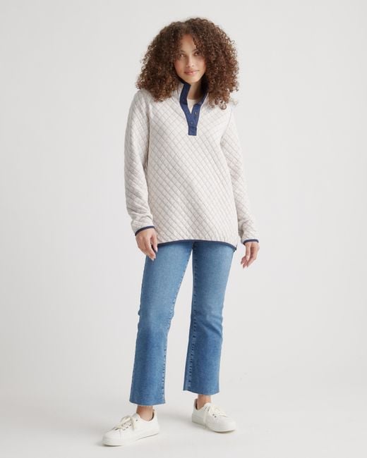Quince Red Reversible Quilted Pullover, Organic Cotton