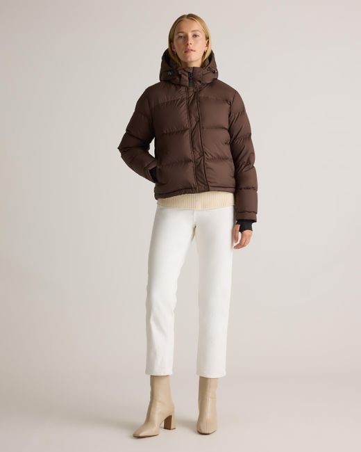 Quince Brown Responsible Down Cropped Puffer Jacket, Recycled Polyester