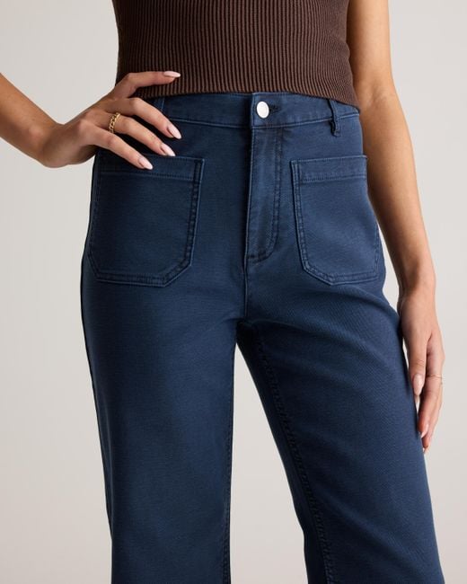 Quince Blue French Terry Wide Leg Pants, Cotton