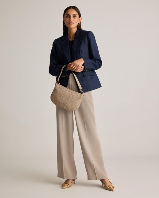 Quince Natural Italian Handwoven Leather Mini Shoulder Bag, Italian Leather