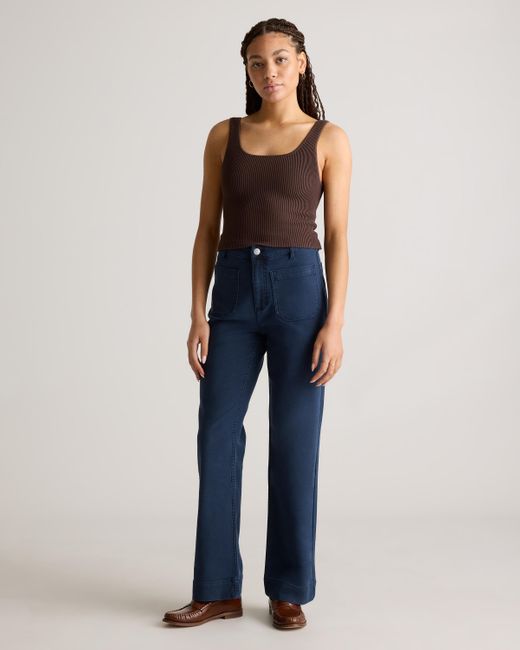 Quince Blue French Terry Wide Leg Pants, Cotton