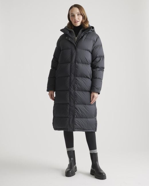 Quince Black Responsible Down Long Puffer Jacket, Recycled Polyester