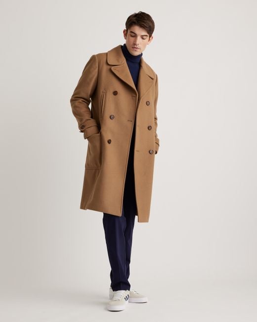 Quince Italian Wool Double-breasted Officer Topcoat in Natural for Men