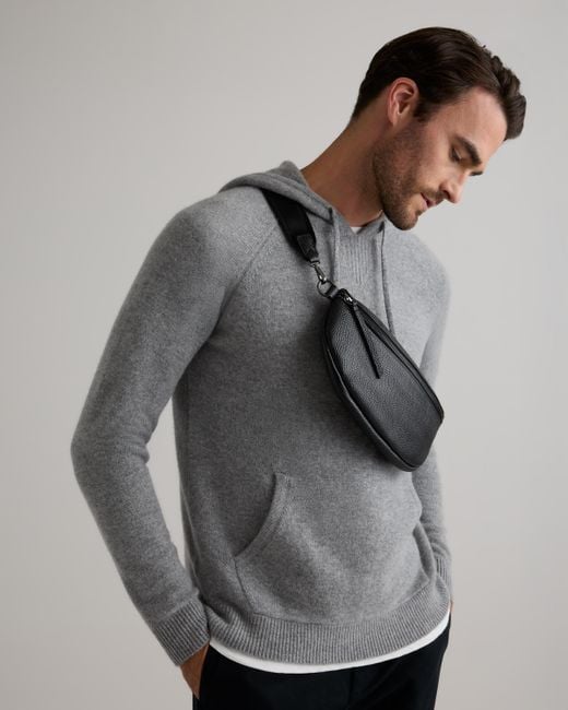 Quince Black Italian Pebbled Leather Sling Bag, Italian Leather