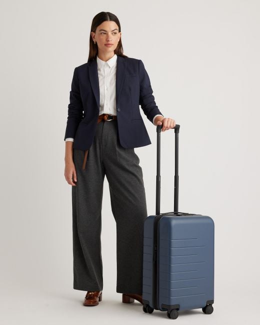 Quince Blue Expandable Small Carry-On Suitcase, Polycarbonte
