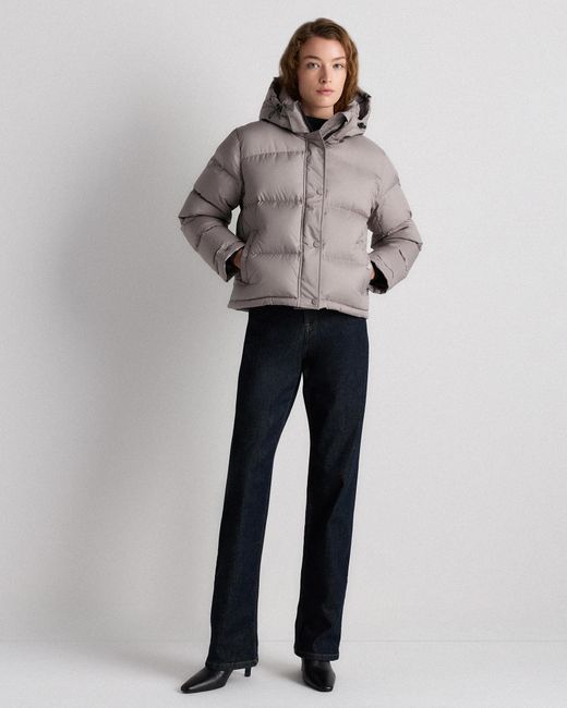 Quince Gray Responsible Down Cropped Puffer Jacket, Recycled Polyester