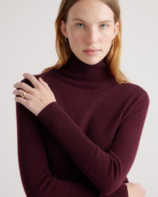 Quince Red Mongolian Cashmere Turtleneck Midi Sweater Dress