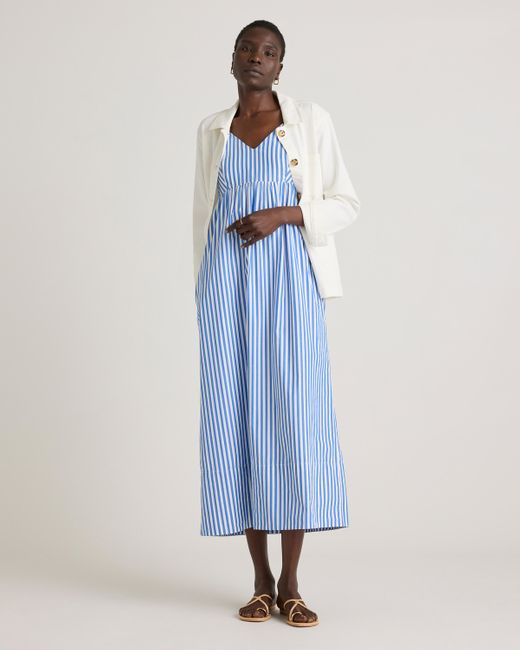 Quince Blue Sleeveless Maxi Dress, Organic Cotton