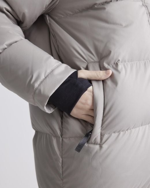 Quince Gray Responsible Down Long Puffer Jacket, Recycled Polyester