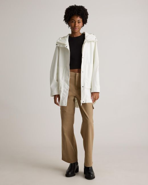 Quince White Weather Proof Oversized Rain Jacket, Polyester/Recycled Polyester Blend