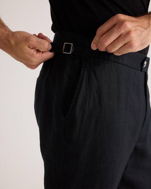 Quince Black 100% European Linen Dress Pants for men