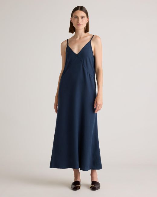 Quince Blue Vintage Wash Tencel Maxi Slip Dress