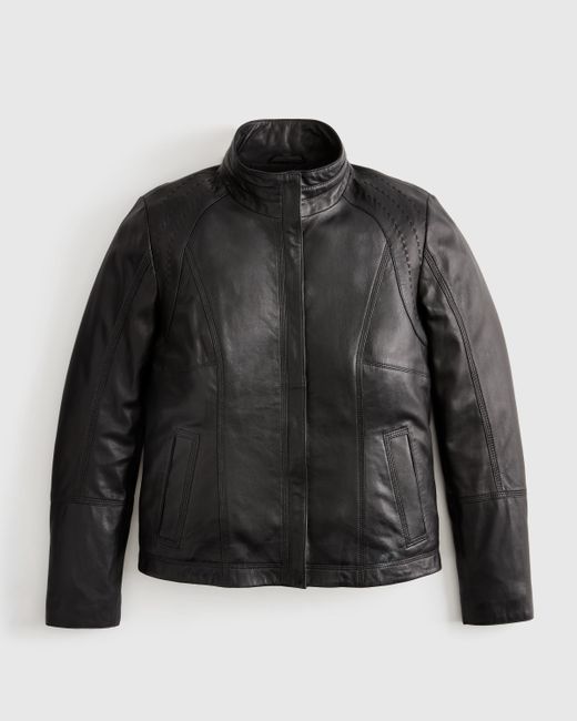 Quince Black Stand-Collar Jacket, Leather