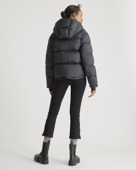Quince Black Responsible Down Cropped Puffer Jacket, Recycled Polyester