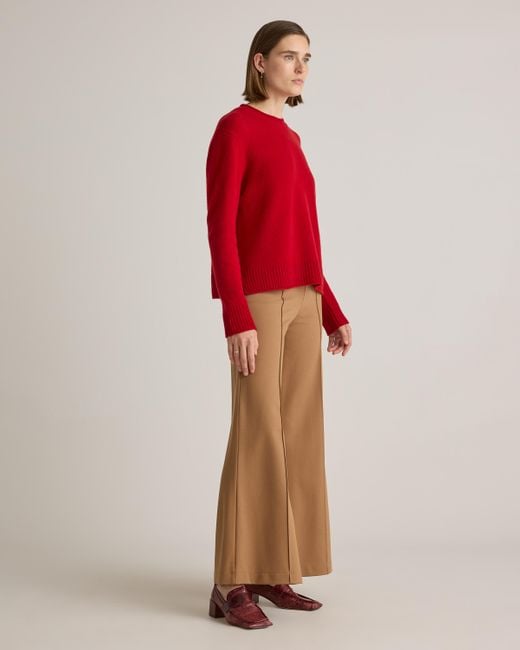 Quince Red Mongolian Cashmere Boxy Crewneck Sweater