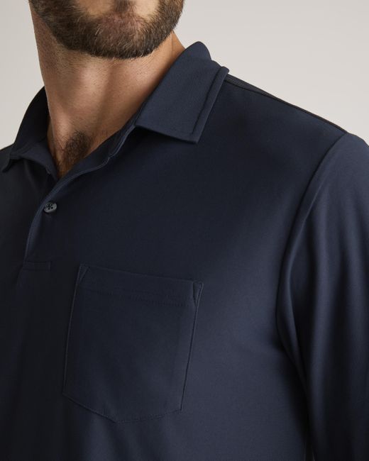 Quince Blue Propique Performance Long Sleeve Polo, Recycled Polyester for men