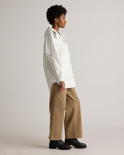 Quince White Weather Proof Oversized Rain Jacket, Polyester/Recycled Polyester Blend