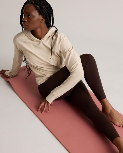 Quince Brown Power-Up High-Rise Training Legging, Nylon/Spandex