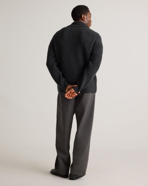 Quince Blue Mongolian Cashmere Shawl Collar Cardigan for men