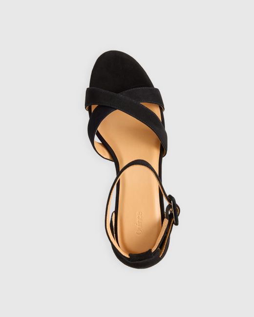Quince Black Italian Leather Crisscross Platform Sandal