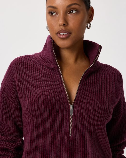 Quince Red Australian Merino Wool Half Zip Sweater