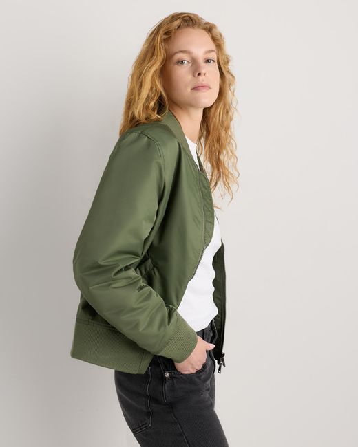 Quince Green Flight Nylon Bomber Jacket