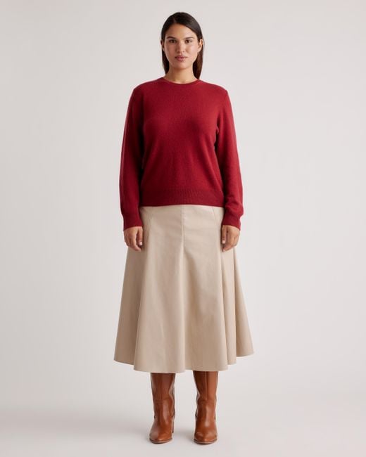 Quince Red Mongolian Cashmere Crewneck Sweater