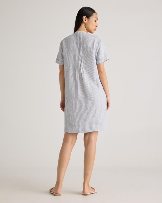 Quince White 100% European Linen Short Sleeve Swing Dress