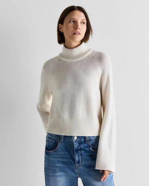 Quince Gray Australian Merino Wool Cropped Mock Neck Sweater